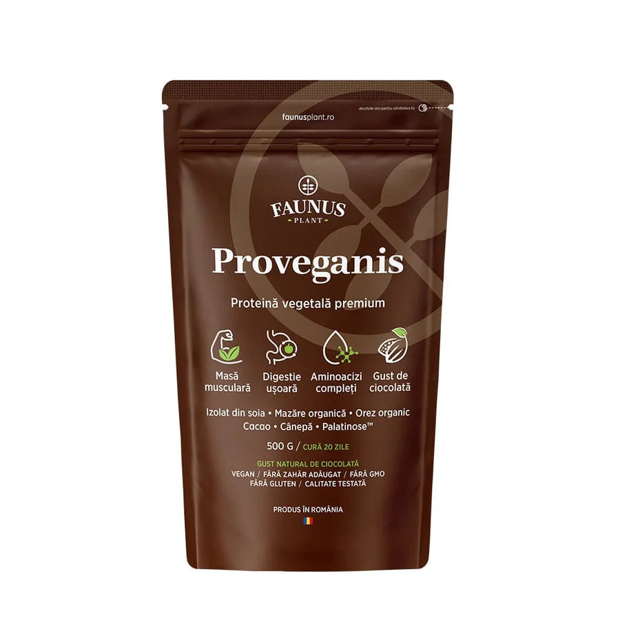 Proveganis Proteina Vegetala Pudra cu Aroma de Ciocolata 500g, Faunus Plant