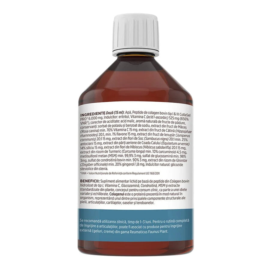 Colagen lichid hidrolizat pentru muschi si ligamente Colagenus Articulatii, 500ml, Faunus Plant