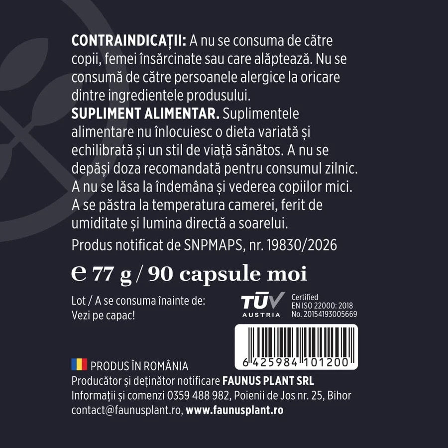 Chimen Negru 500 mg, 90 Capsule Moi, Faunus Plant