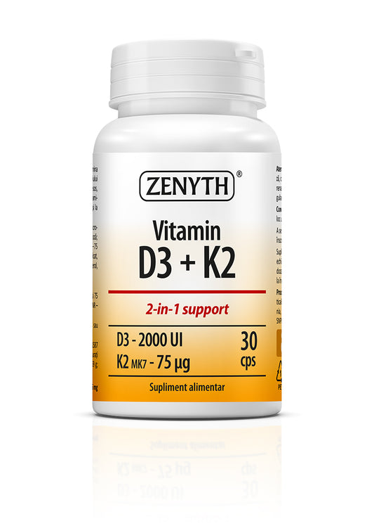 Vitamin D3 + K2, 30 capsule, Zenyth