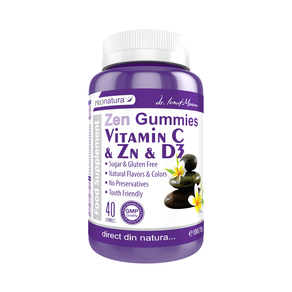 Zen Gummies Vitamin C & Zn & D3, 40 Jeleuri, Medica, Pro Natura