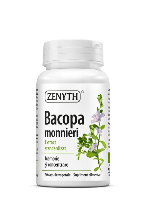 Bacopa monnieri, 30 capsule vegetale, memorie _i concentrare, Zenyth
