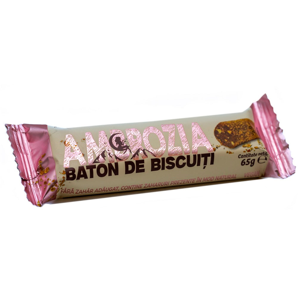 Baton de biscuiti fara zahar, 65 g, Hiper Ambrozia
