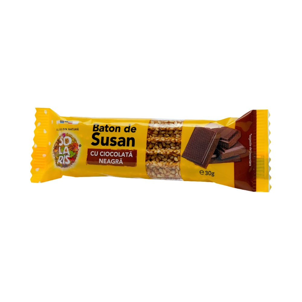 Baton de susan cu ciocolata neagra, 30 g, Solaris