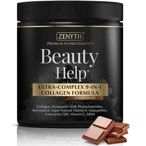 Beauty Help Ultra-Complex 9-in-1 Collagen Formula cu aroma de ciocolata, 300g, Zenyth