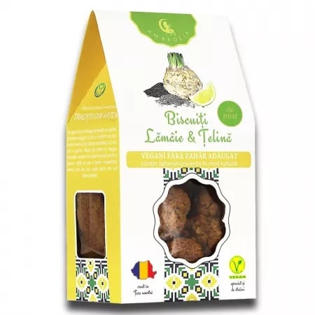 Biscuiti vegani cu lamaie si telina, 130g, Ambrozia