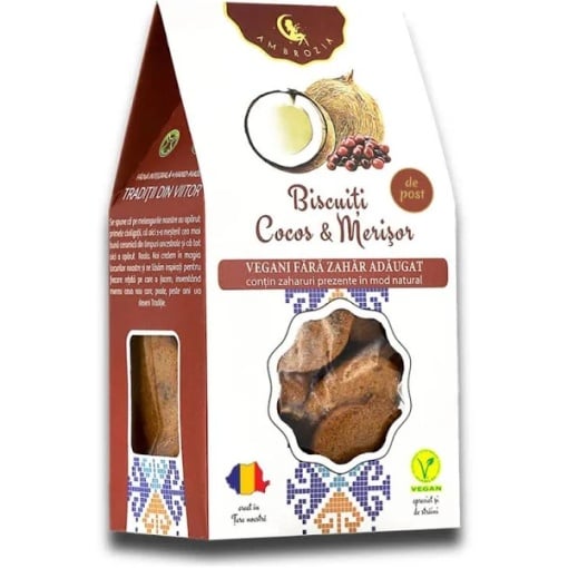 Biscuiti vegani cu merisor si cocos, 130g, Ambrozia