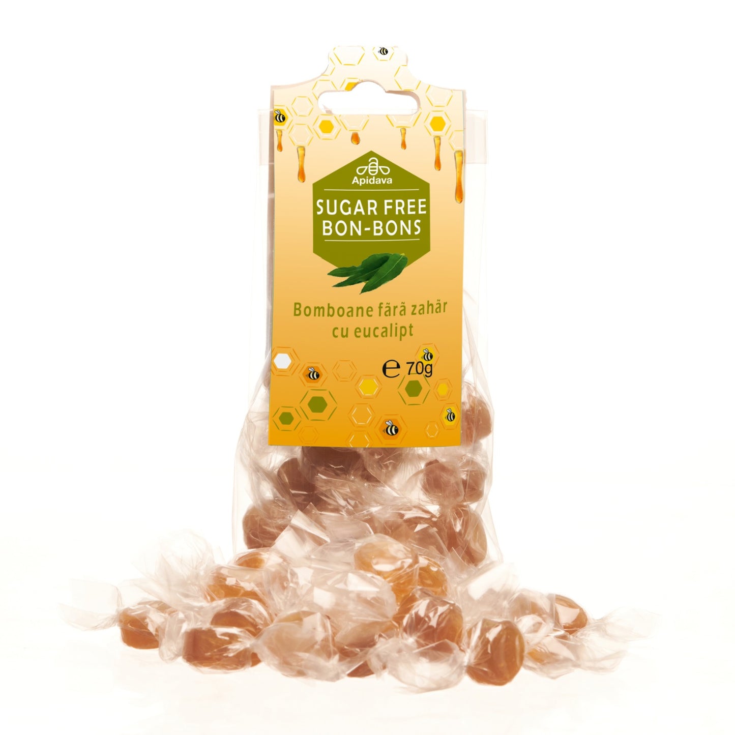 Bomboane fara zahar cu aroma de eucalipt, 70 g, Apidava