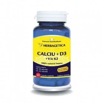 Calciu + D3 + Vit K2, 60 capsule, Herbagetica