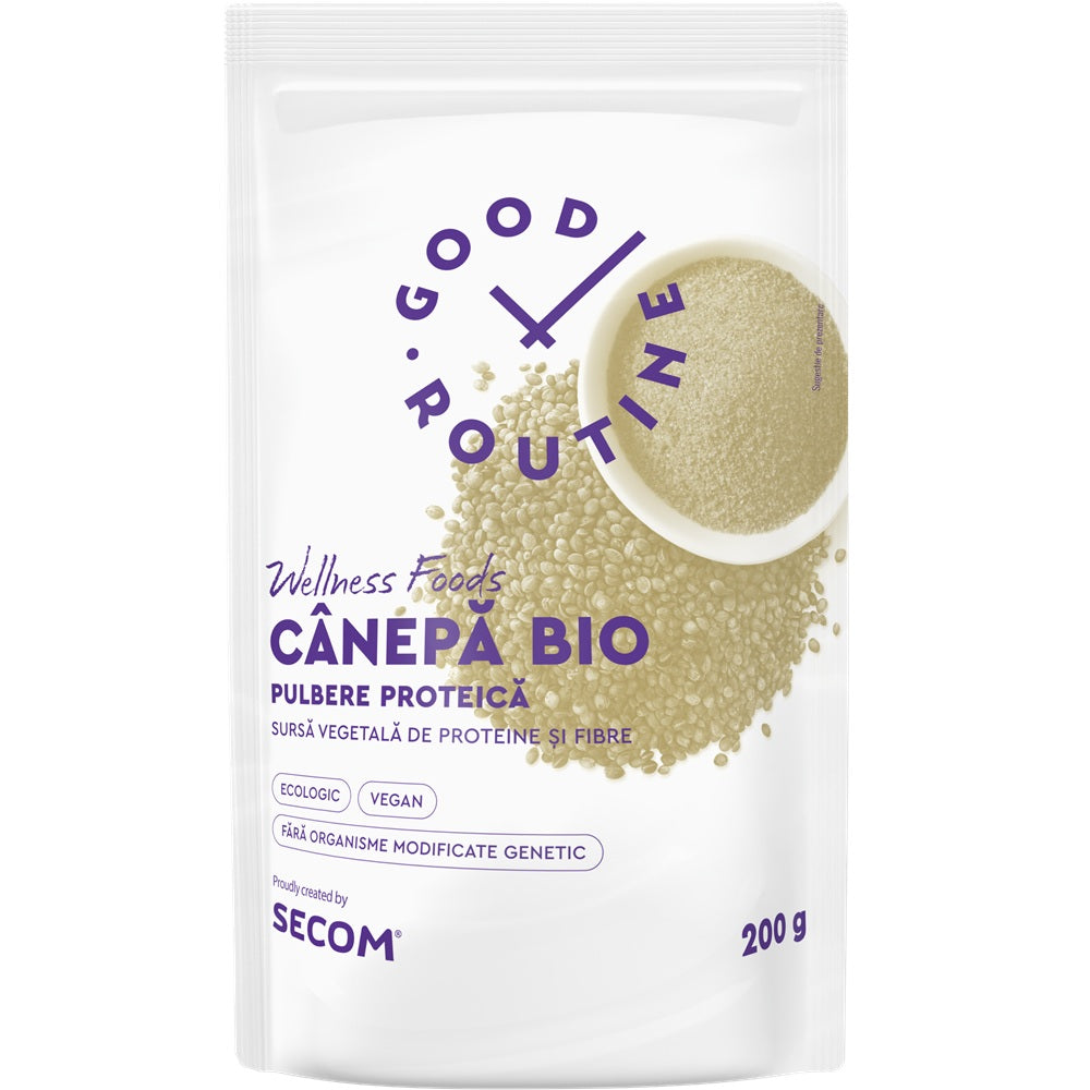 Pulbere proteica Bio de Canepa Good Routine, 200 g, Secom