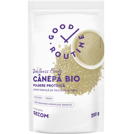 Pulbere proteica Bio de Canepa Good Routine, 200 g, Secom