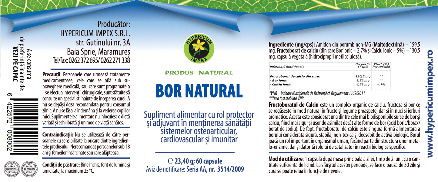 Bor Natural, 60 capsule, Hypericum