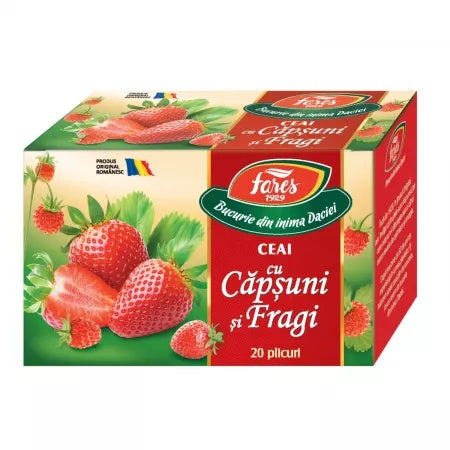Ceai Aromfruct cu capsuni si fragi, 20 plicuri, Fares