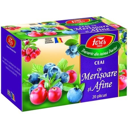 Ceai Merisoare si afine, 20 plicuri, Fares
