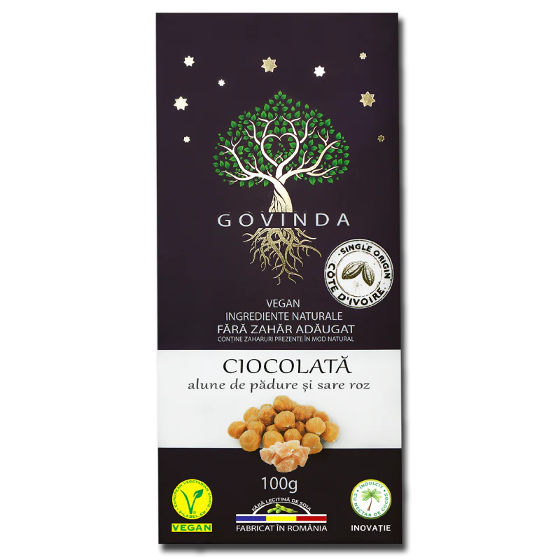 Ciocolata Cu Alune De Padure Si Sare, Artizanala 100G, Govinda