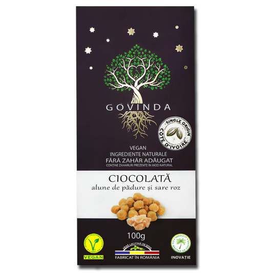 Ciocolata Cu Alune De Padure Si Sare, Artizanala 100G, Govinda