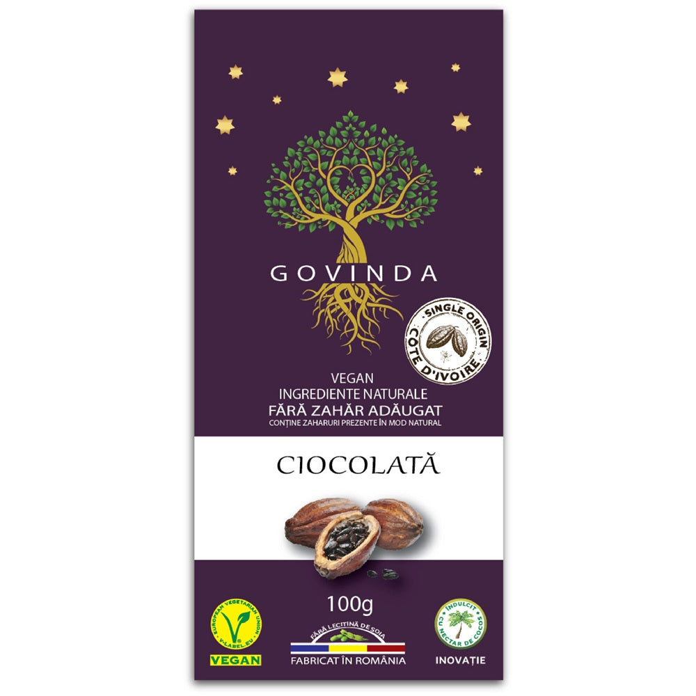 Ciocolata artizanala clasica, 100 g, Govinda