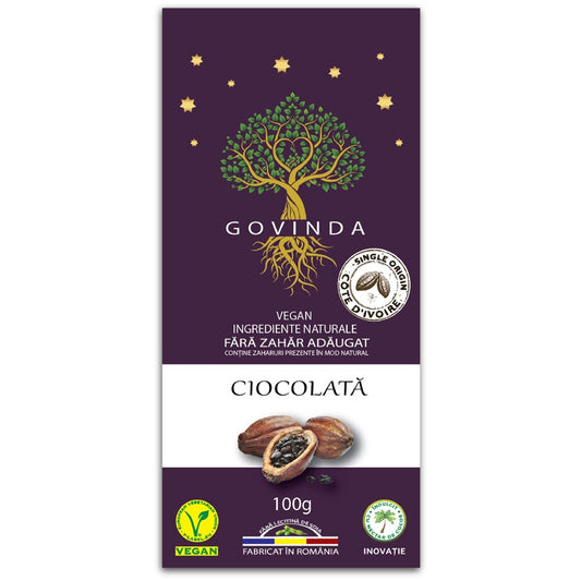 Ciocolata artizanala clasica, 100 g, Govinda