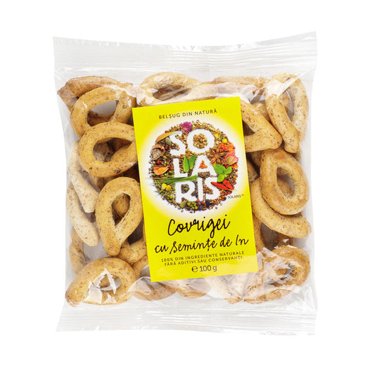 Covrigei din faina integrala si seminte de in, 100 g, Solaris