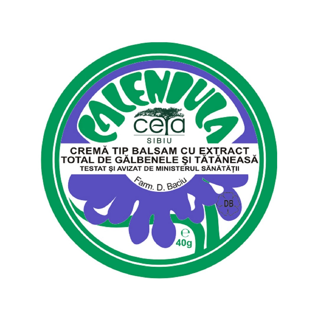 Crema tip balsam cu extract total de galbenele si tataneasa, 40 g, Ceta Sibiu