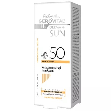 Crema pentru fata cu tenta aurie GH3 derma+sun SPF 50, 50ml, 4639, Gerovital