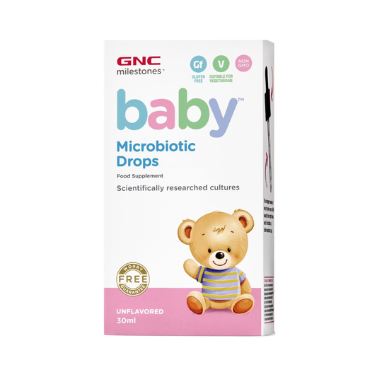 GNC Milestones Baby Microbiotic Drops, Probiotic Picaturi Studiat Clinic Hereditum Lc40 Pentru Bebelusi, 30 Ml