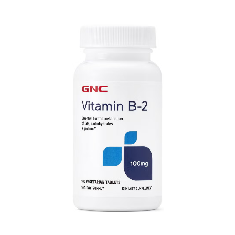 GNC Vitamin B-2 100 Mg, Vitamina B-2, Suport Pentru Energie Si Sistemul Nervos, 100 Tb