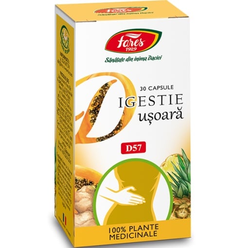 Digestie Usoara, D57, 30 capsule, Fares