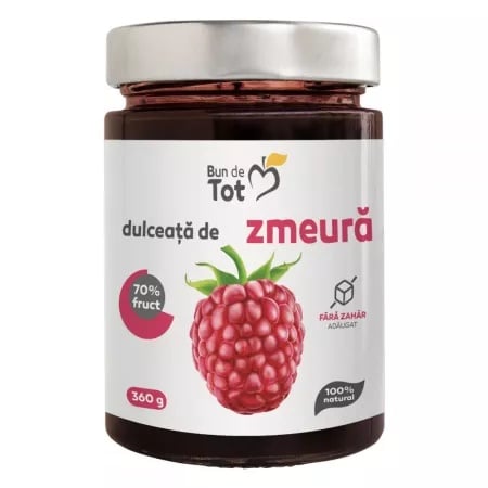 Dulceata de zmeura Bun de Tot fara zahar, 360g, Dacia Plant