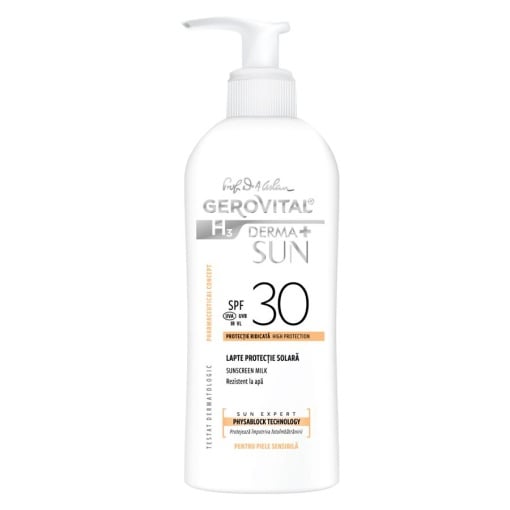 Lapte protectie solara SPF30 H3 Derma+ Sun Expert, 150ml, Gerovital