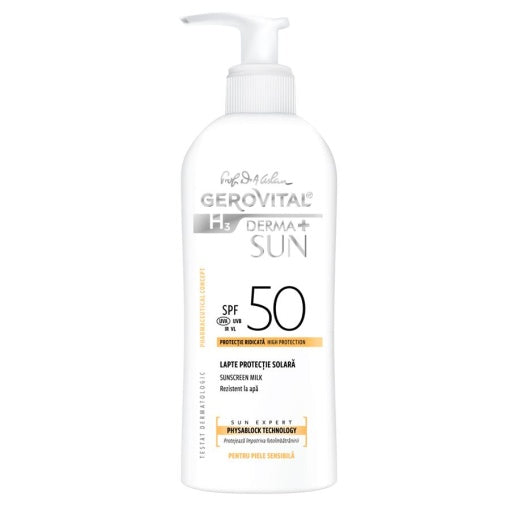 Lapte protectie solara SPF50 H3 Derma+ Sun Expert, 150 ml, Gerovital