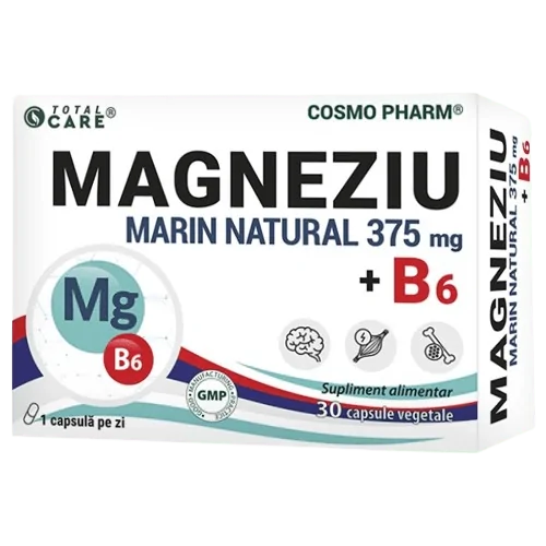 Magneziu marin + B6, 375mg, 30 tablete, Cosmopharm