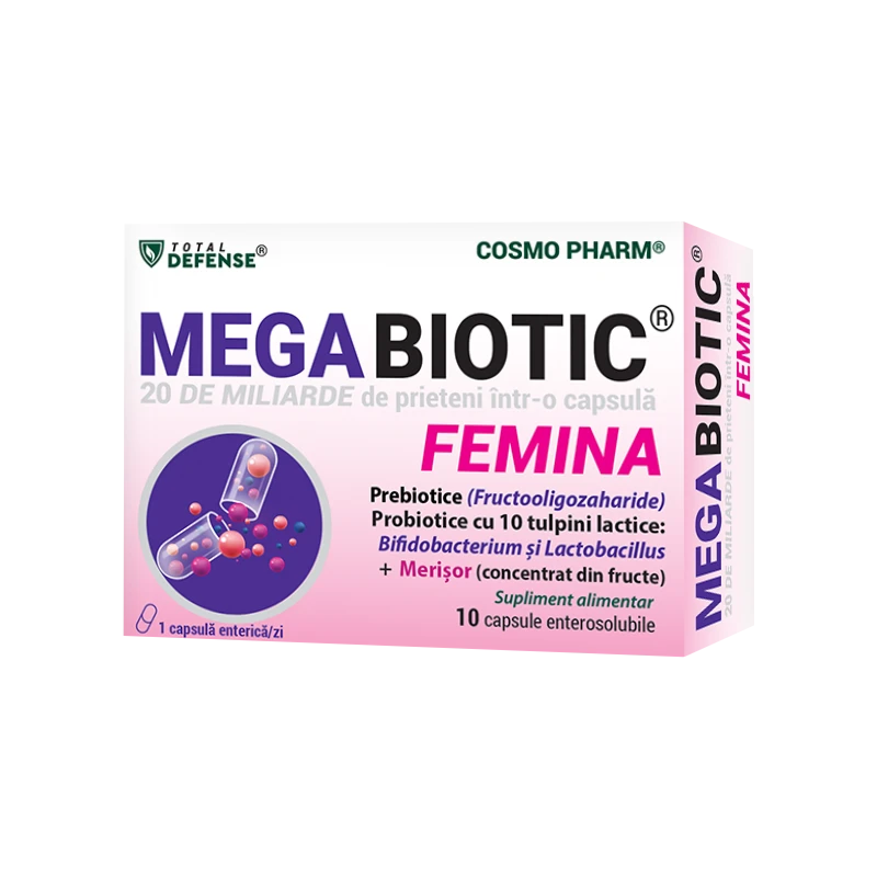 Mega Biotic Femina, Probiotic Complex Femei X 10 Capsule, Cosmo Pharm