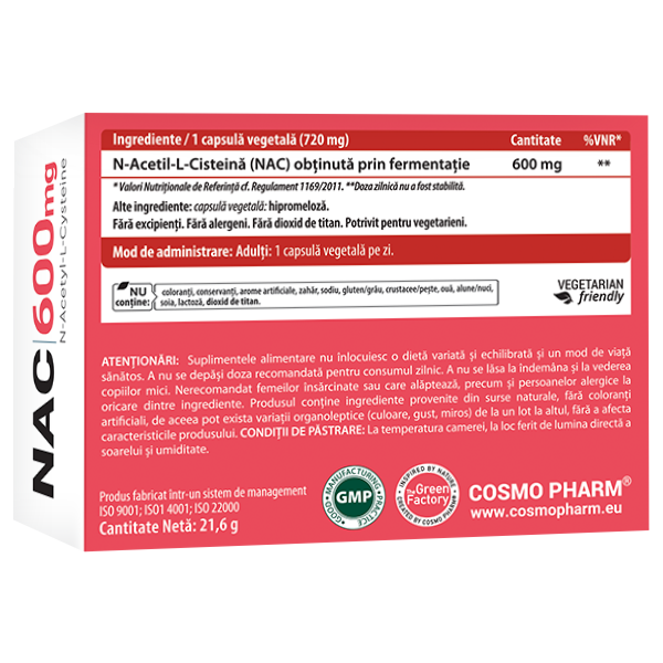 NAC, 600 mg, 30 capsule, Cosmo Pharm