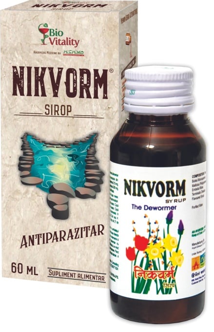 Nikvorm sirop pentru eliminarea parazitilor intestinali, 60 ml, Bio Vitality