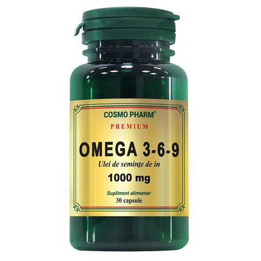 Ulei seminte de In Premium Omega 3-6-9, 1000 mg, 30 capsule, Cosmopharm