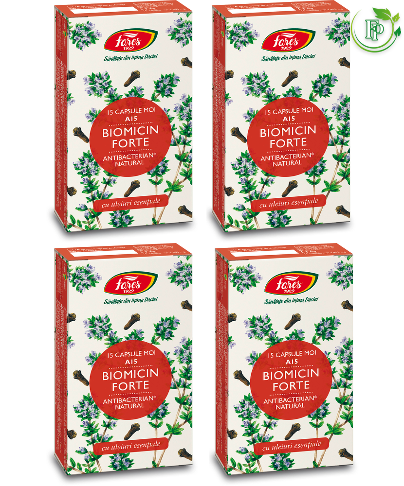 Pachet 3+1 Biomicin Forte, 15 capsule, Fares