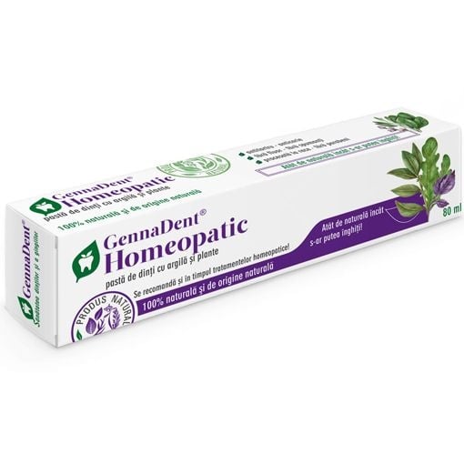 Pasta de dinti GennaDent Homeopatic cu argila si plante, 80 ml, Vivanatura