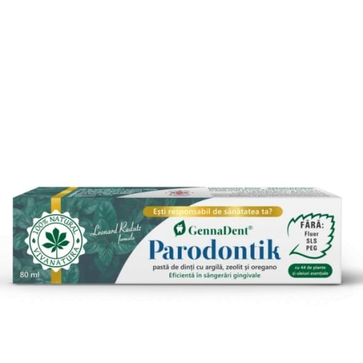 Pasta de dinti GennaDent Parodontik cu argila, zeolit si oregano, 75ml, Vivanatura