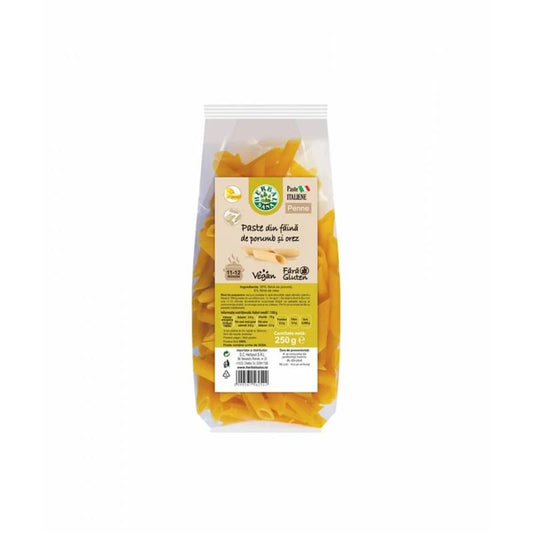 Penne Din Faina De Porumb Si Orez, Fara Gluten, 250 G, Herbavit