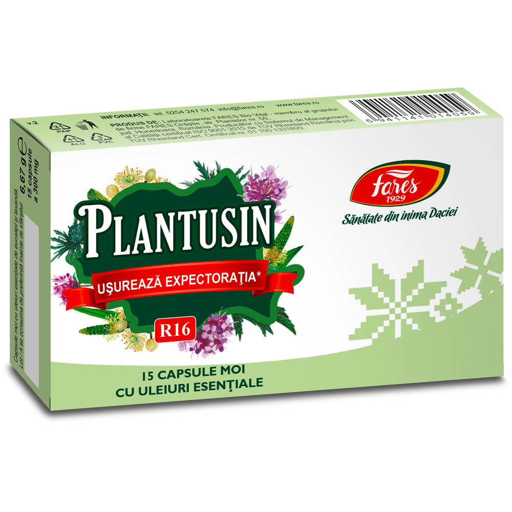 Plantusin usureaza expectoratia R18, 15 capsule, Fares