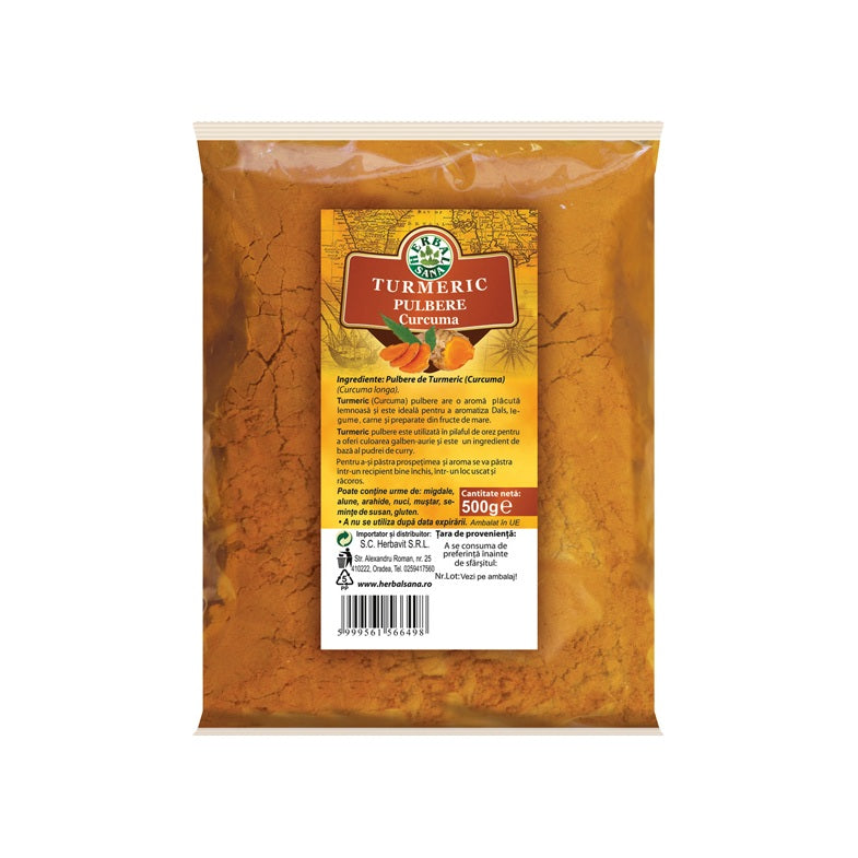 Pulbere de turmeric (curcuma), 500 g, Herbavit
