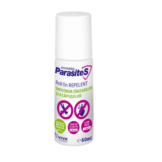 Roll-on repelent impotriva tantarilor si capuselor Parasites Santaderm, 60 ml, Viva Pharma