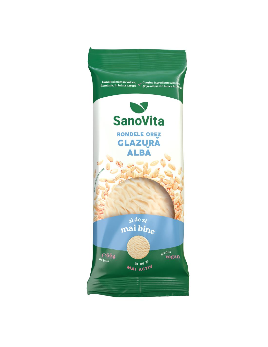 Rondele Din Orez Expandat Cu Glazura Alba, 66G, Sanovita