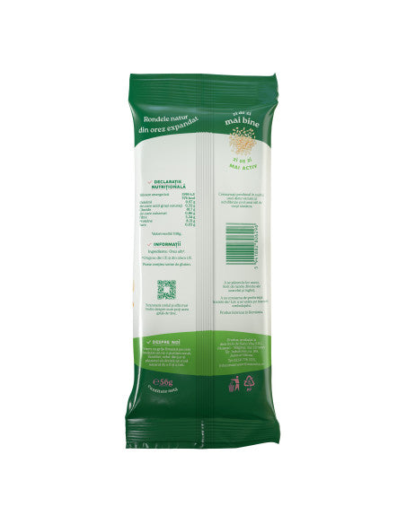 Rondele orez expandat natur, 56 g, SanoVita