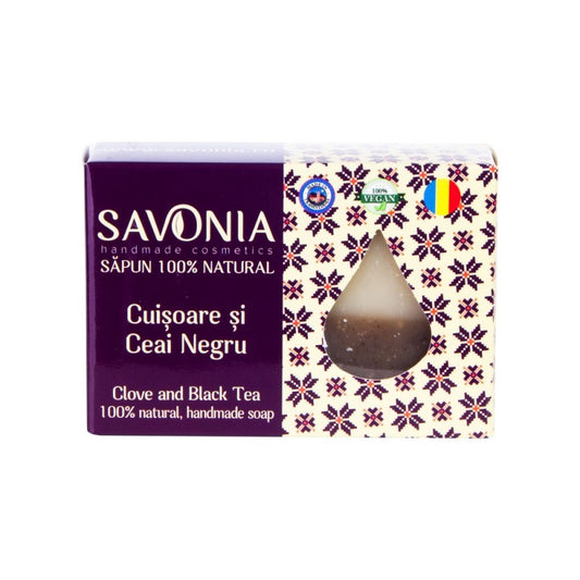 Sapun natural cu extract de cuisoare si ceai negru, 90 g, Savonia