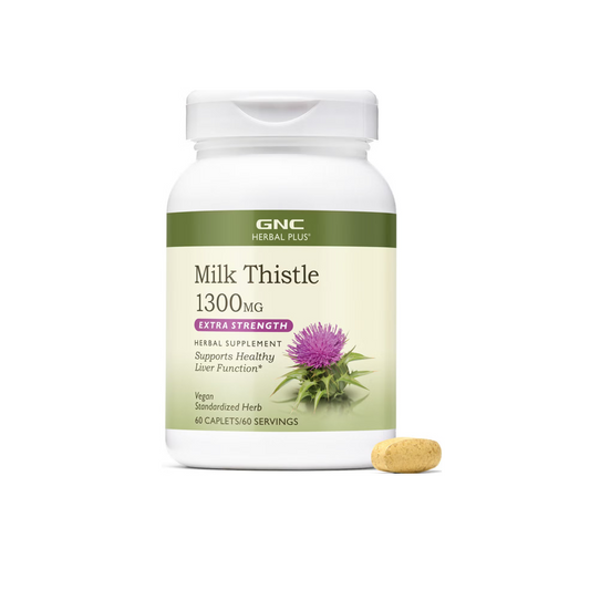 GNC Herbal Plus Milk Thistle 1300 Mg, Extract Standardizat De Silimarina, 60 Tb