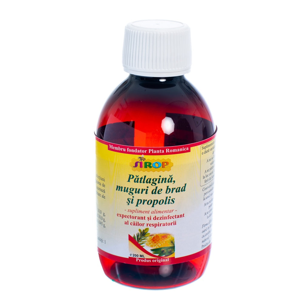 Sirop cu muguri de brad, cu patlagina si propolis, 200 ml, Elidor