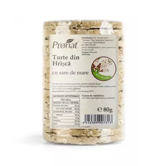 Turte din hrisca cu sare de mare, 80 g, Pronat