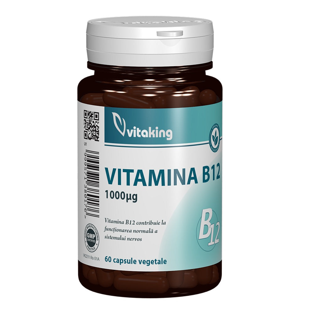 Vitamina B12 (Ciancobalamina), 1000 mcg, 60 capsule vegetale, Vitaking